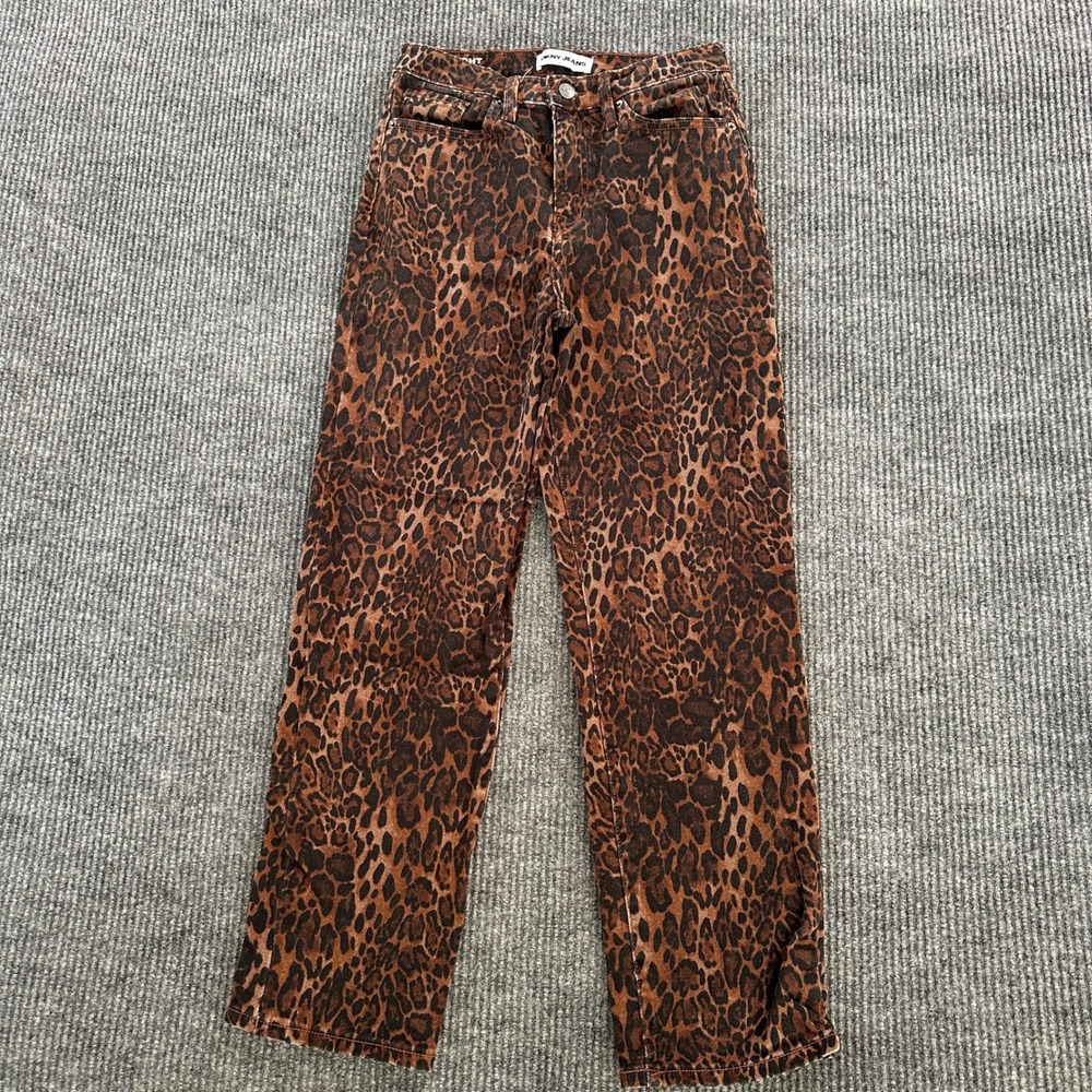 DKNY Jeans Laight High Rise Classic Straight Leopard Print Pants Brown Size 8/29